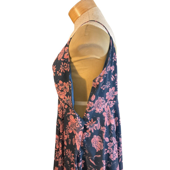Lulus XL Navy Pink Floral Dress Sleeveless V Neck Fully Lined - Picture 12 of 12